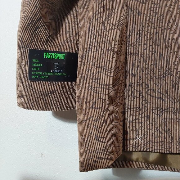 NWT! Fazzisport Abstract Design Corduroy Sport Coat Jacket Blazer - 40R - Picture 7 of 11